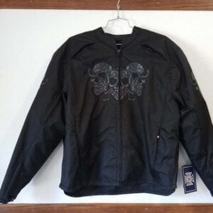 Black nylon skull jacket with body armor