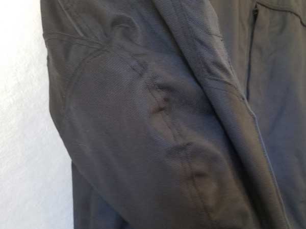 Closeup of nylon jacket sleeve