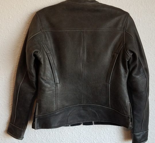 Black leather biker jacket rear