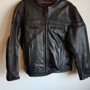 Leather jacket black stripes with zippers