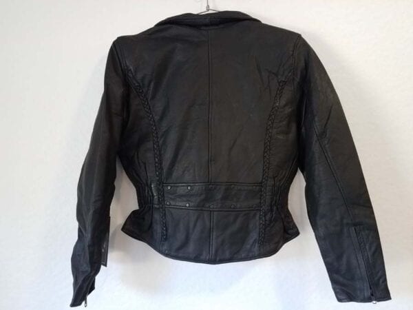 Women’s biker jacket rear view