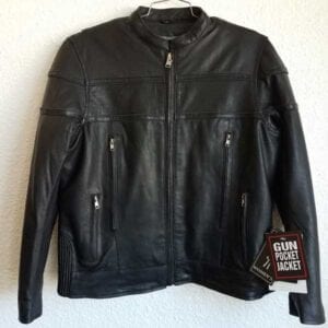 Men’s leather jacket with black stripes