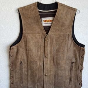 Sand-colored leather vest