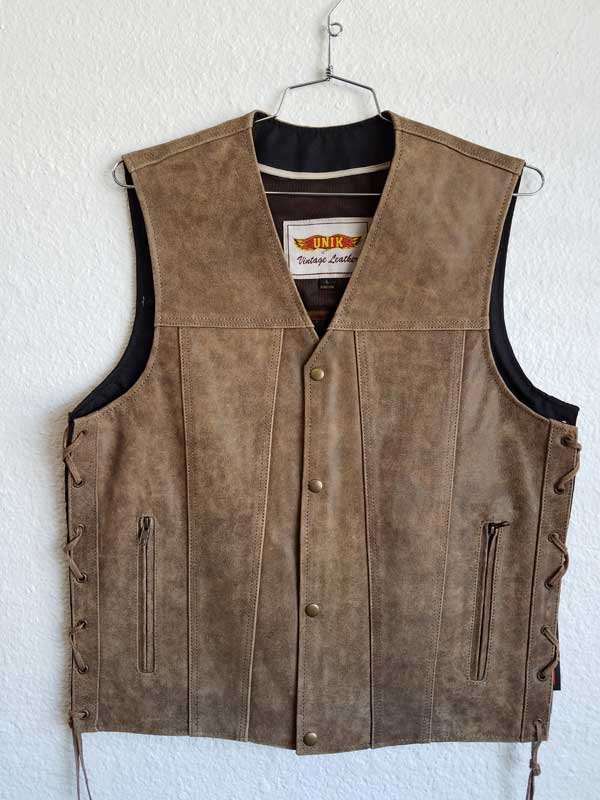 Sand-colored leather vest