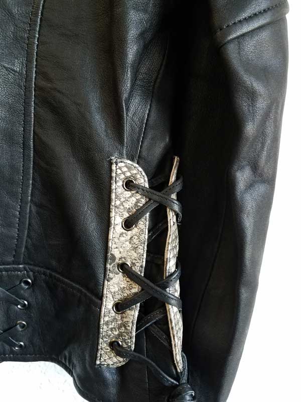 Women’s jacket with snake leather ties