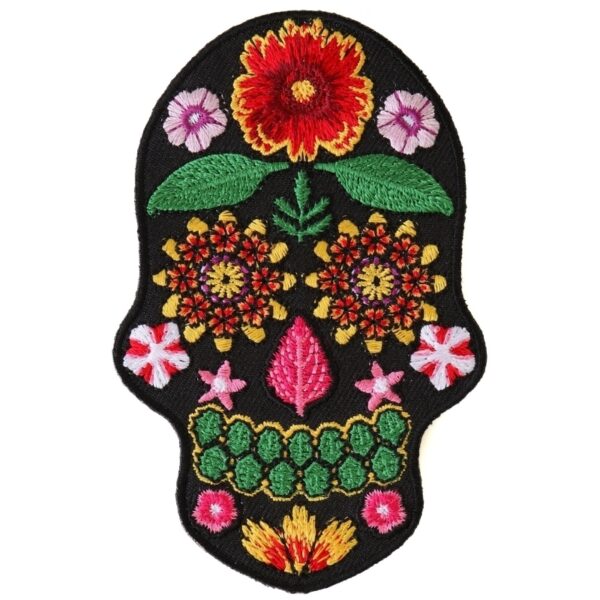 P6157 Flower Skull Black Patch