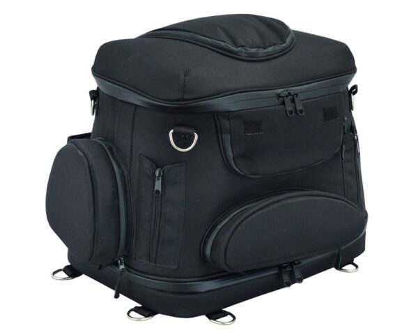 DS388 Daniel Smart Black Heavy Duty Textile Motorcycle Pet Carrier Si - Image 2