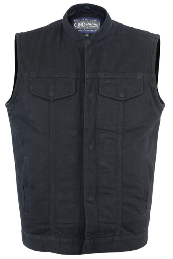 DM982 Men's Black Denim Single Back Panel Concealment Vest w/Rem - Image 5