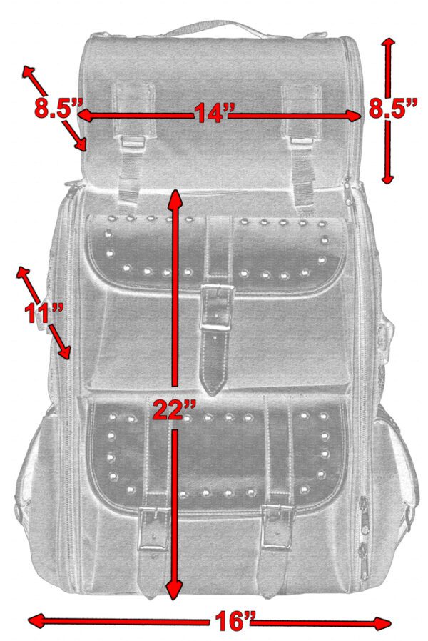 DS391S Updated Touring Sissy Bar Bag w/ Studs - Image 6