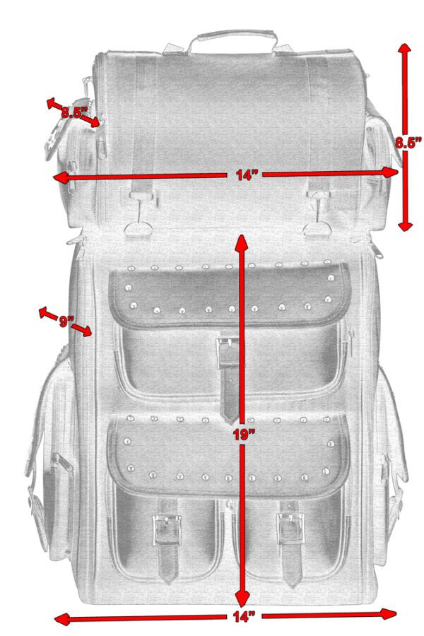 DS386 Updated Touring Back Pack With Studs - Image 8